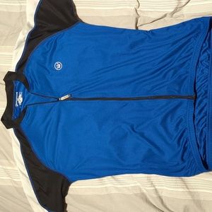 Canari full zip Blue Cycling Bike Jersey, back pockets, sz LG